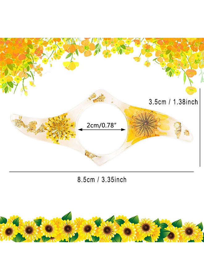 Depend Thumb Ring Page Holder - Dried Flower Resin Transparent Handmade Scalloped Bookmarks - Personalized Reading Accessories for Lovers Teacher Chef (2 Pieces)  - Image 2