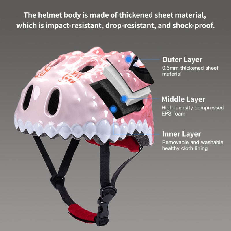 Adjustable Kids Skateboard Helmet: 51-54cm Circumference 8-Vent Cool Breathable Lining - Realistic 3D Dinosaur Green PC EPS Shell for Toddler Boys Girls Cycling Skating - Image 2