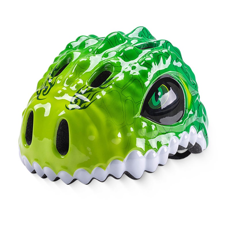 Adjustable Kids Skateboard Helmet: 51-54cm Circumference 8-Vent Cool Breathable Lining - Realistic 3D Dinosaur Green PC EPS Shell for Toddler Boys Girls Cycling Skating - Image 1