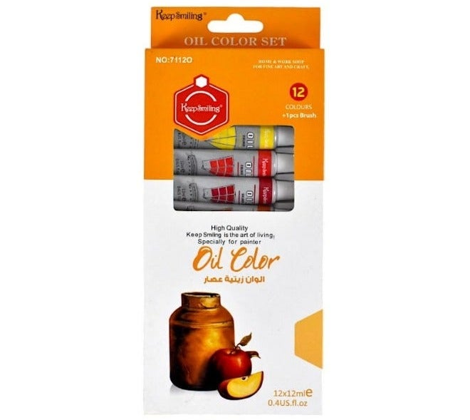 Oil Paint Set – 12 Colors × 12ml With Brush – Fine Quality for Art & Craft