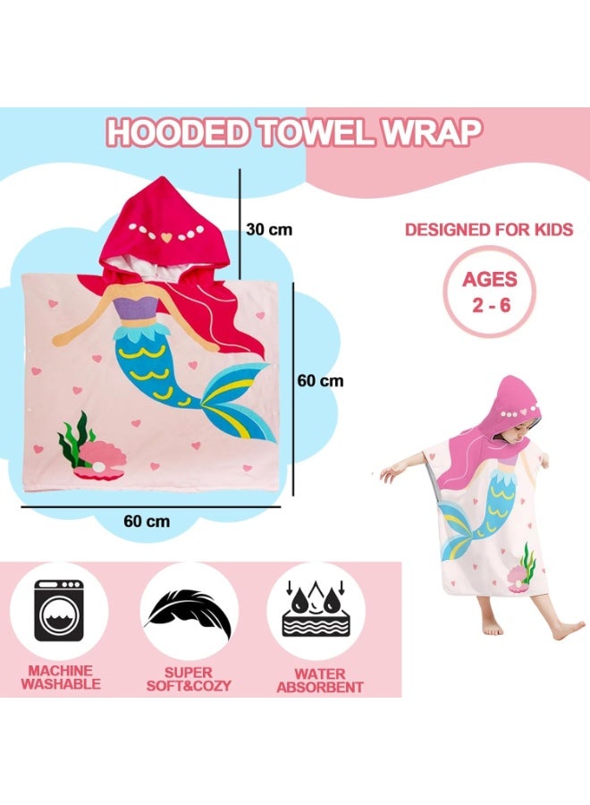 MostNow Beach Towels, Swimming Towels, Kids Hooded Beach Bath Towel, Large Bath Towel for Age 3-10 Years,Super Absorbent Swim Cover-ups Cloak (Love Mermaid) - Image 4