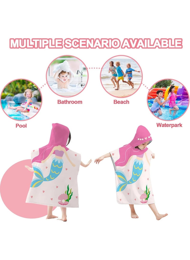 MostNow Beach Towels, Swimming Towels, Kids Hooded Beach Bath Towel, Large Bath Towel for Age 3-10 Years,Super Absorbent Swim Cover-ups Cloak (Love Mermaid) - Image 3