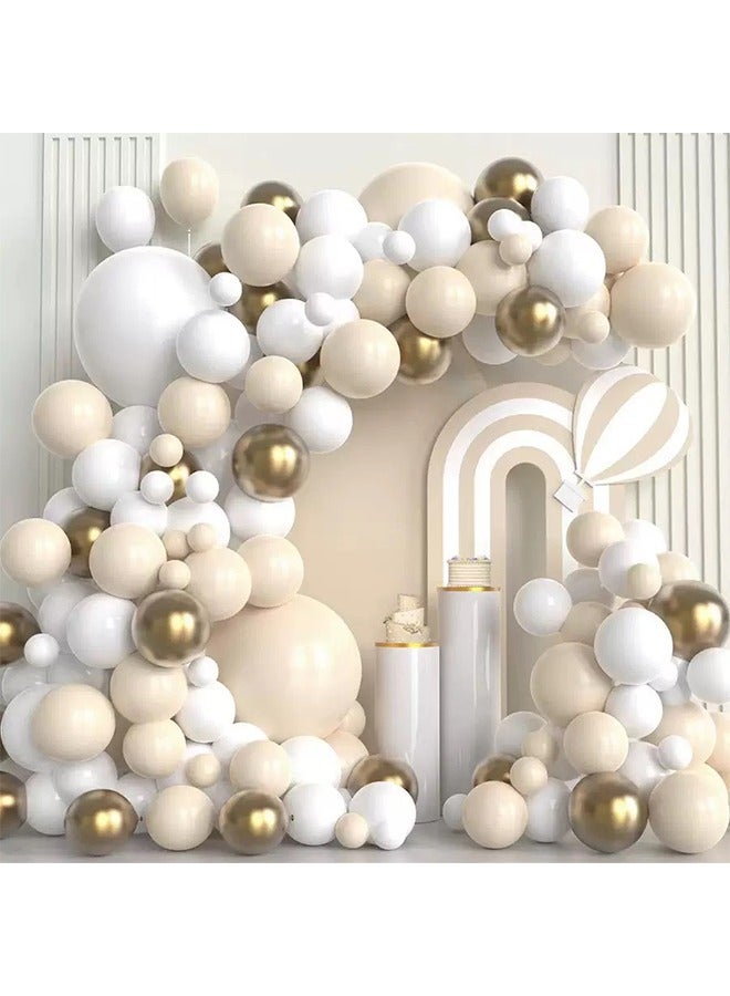 102-pcs White Gold Beige Latex Decorative Balloon Arch Garland Set - Perfect for Graduation Baby Shower Wedding Birthday Bachelorette Party Backdrop Decoration - Suitable for Indoor and Outdoor - Image 1