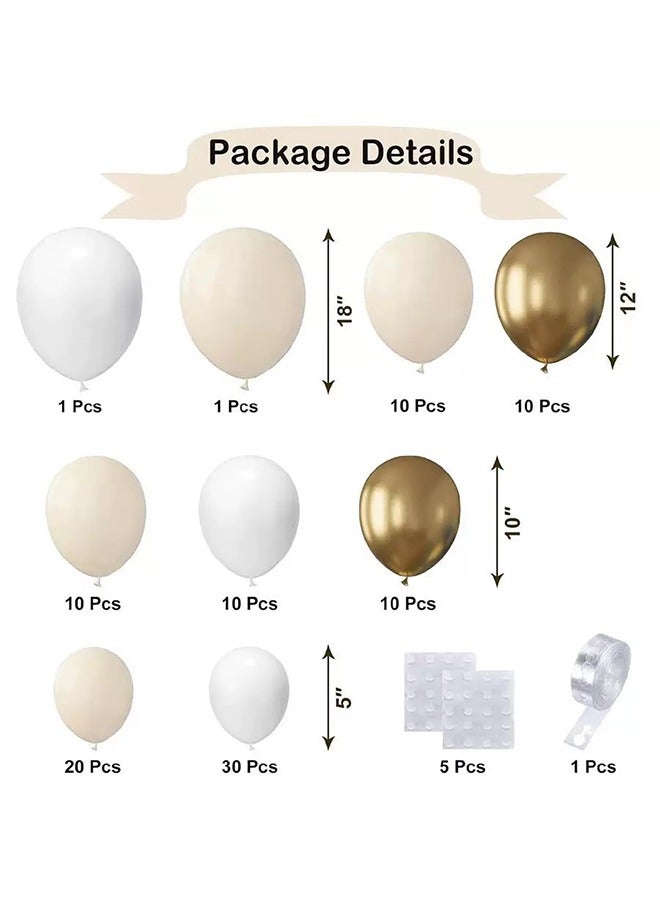 102-pcs White Gold Beige Latex Decorative Balloon Arch Garland Set - Perfect for Graduation Baby Shower Wedding Birthday Bachelorette Party Backdrop Decoration - Suitable for Indoor and Outdoor - Image 4