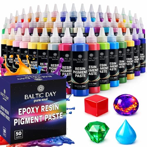 BALTIC DAY 50 Color Pigment Paste for Epoxy Resin Set Vibrant LongLasting UVResistant UltraConcentrated HighGloss Opaque Mica Powder Paste for River Tables Jewelry Tumblers Crafts - Image 1