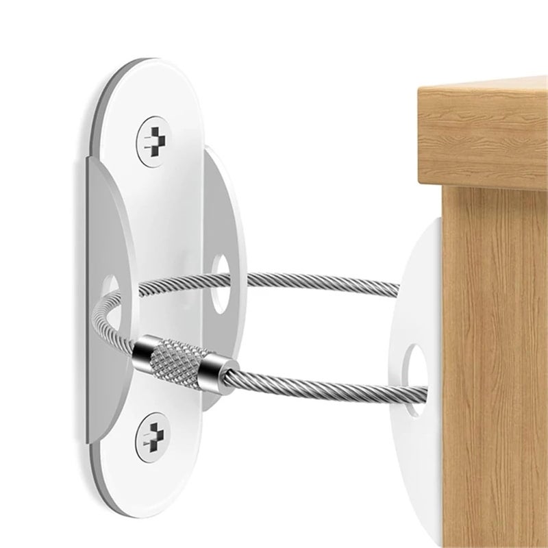 Furniture Anti Tip Anchors Kit 40 Sets White Metal Straps For Wall Proofing - Image 1