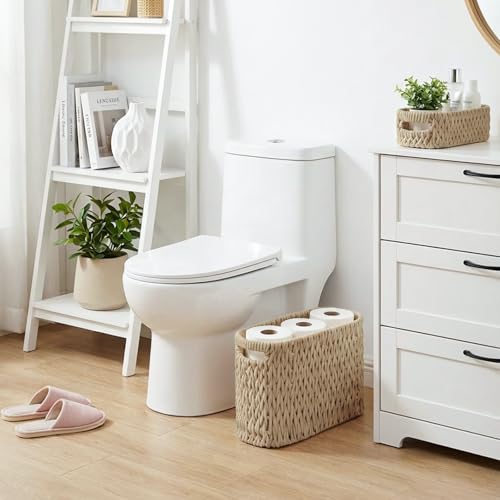 Jukercici Boho Toilet Paper Storage Baskets, Cotton Rope Woven Bathroom Basket Set of 2, Standing Toilet Paper Holder for 6 Mega Rolls,Storage Bins for Toilet Tank Top, Bathroom Organizer Decor (Brown 2 Pack) - Image 5