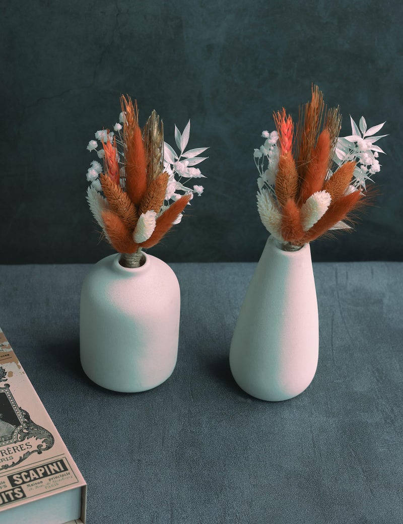 xin's convey Mini Dried Flower Bouquet (Pack of 6)  Dried Flower Bouquet for Bohemian Wedding Table Centerpieces  Dried Pampas Grass  Groom and Best Man Boutonnieres  Dried Cake Flowers. (Orange) - Image 5