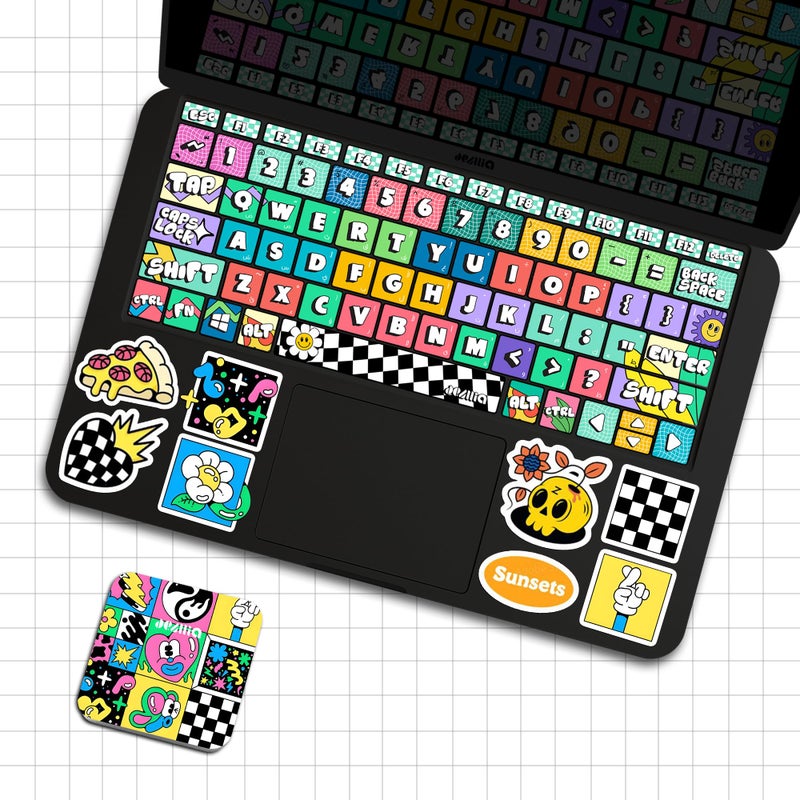 Keyboard stickers compatible with the majority of operating systems - Retro style - SK/03