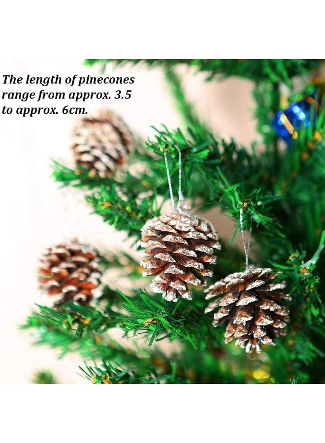 18-Piece Natural Pine Cone Christmas Ornaments Set - Frosted Snow-Tipped Cones - Rustic Holiday Decorations for Tree and Wreaths - Image 2