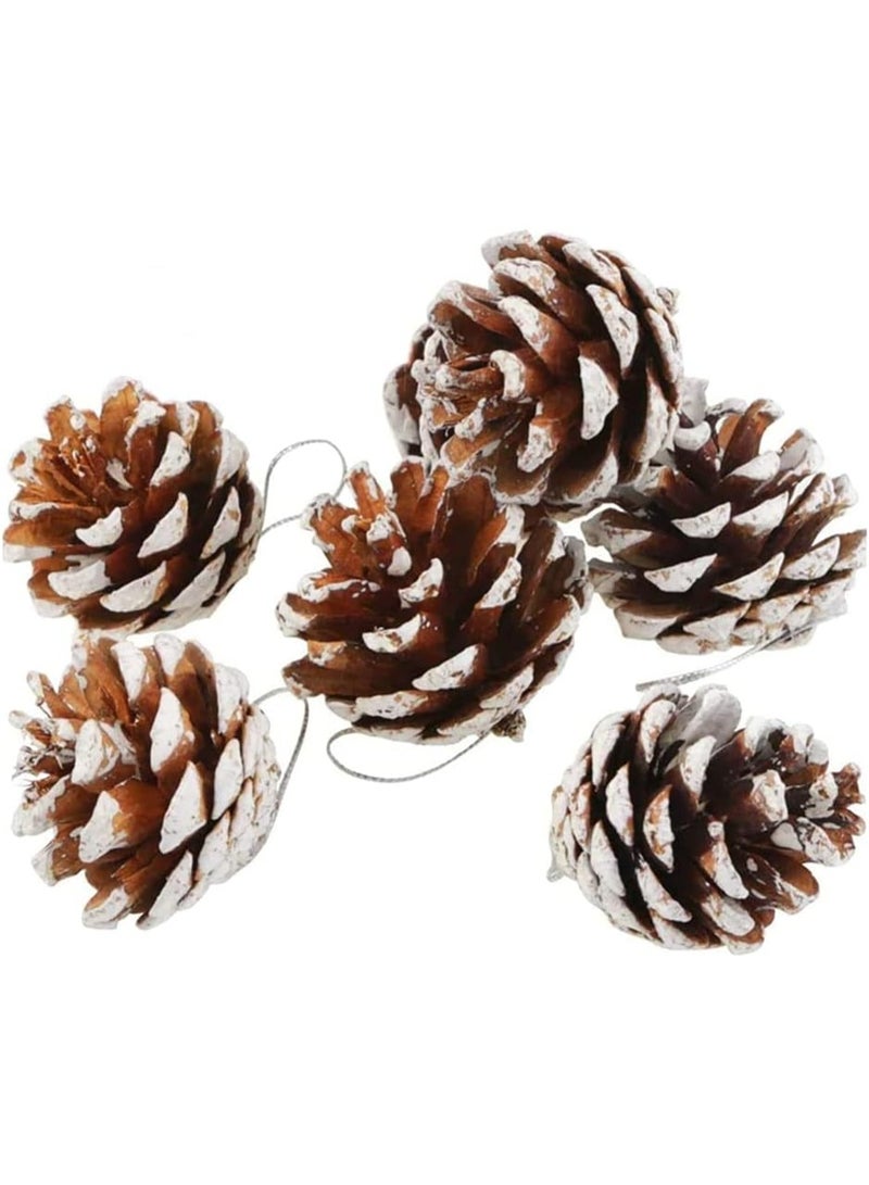 18-Piece Natural Pine Cone Christmas Ornaments Set - Frosted Snow-Tipped Cones - Rustic Holiday Decorations for Tree and Wreaths - Image 4