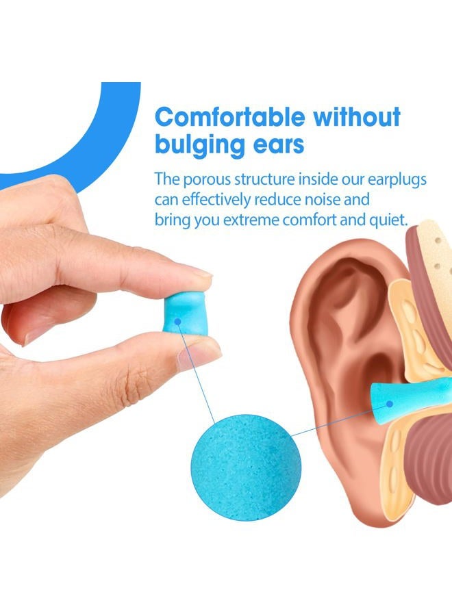 AZEN 100 زوج من سدادات الأذن بالجملة، NRR 32dB سدادات أذن من الفوم الناعم للنوم إلغاء الضوضاء، سدادات أذن للحفلات وإطلاق النار والسباحة تقليل الضوضاء (أزرق بحيرة) - Image 3
