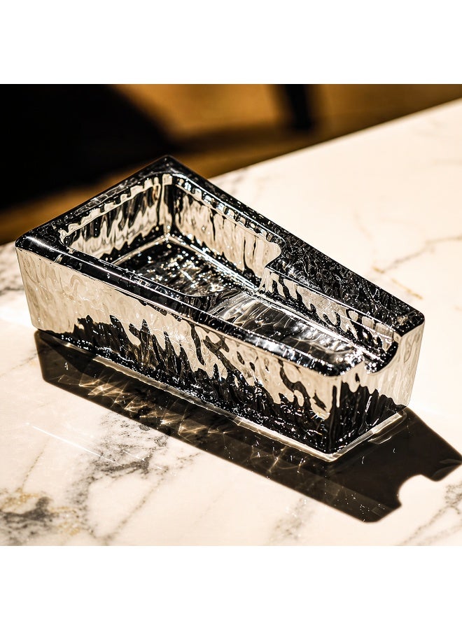 Hemingway Luxury Black Crystal Glass Cigar Ashtray Heavy Weight Clear Decorative Ash tray with Rest – Premium Table Ashtray for Home, Office & Lounge - Image 2