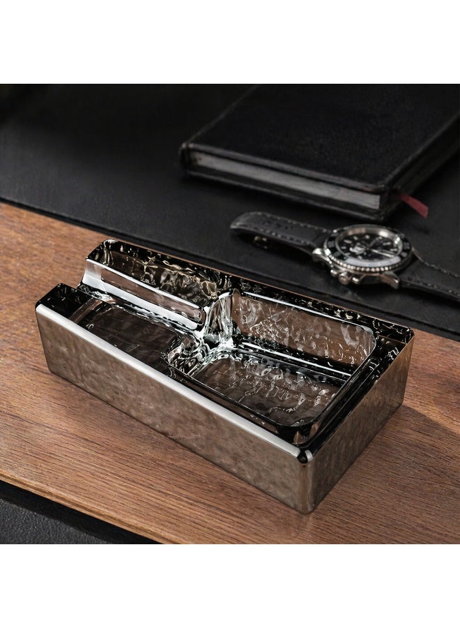 Hemingway Luxury Black Crystal Glass Cigar Ashtray Heavy Weight Clear Decorative Ash tray with Rest – Premium Table Ashtray for Home, Office & Lounge - Image 4
