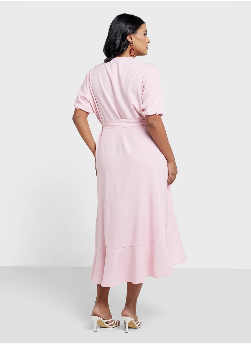 Ella Plus Wrap Dress With Ruffle Hem