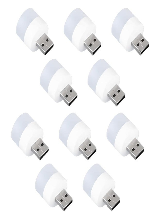 Vyoma مصباح ليلي فيوما 10 قطع أبيض يعمل بمنفذ USB، مصباح LED محمول للأطفال والرضع والكبار في غرفة النوم والحمام وغرفة الأطفال والممر، مصباح صغير الحجم يعمل بمنفذ USB (10 مصابيح بيضاء) - Image 1