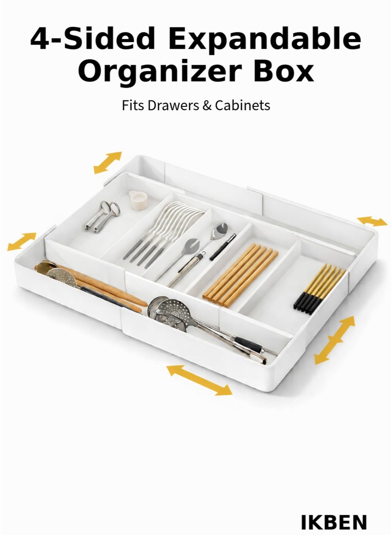 IKBEN 4-Sided Expandable Drawer Organizer Box – Adjustable Storage Box for Drawers & Cabinets, Multi-Purpose Space Saver, Easy to Clean - Image 1