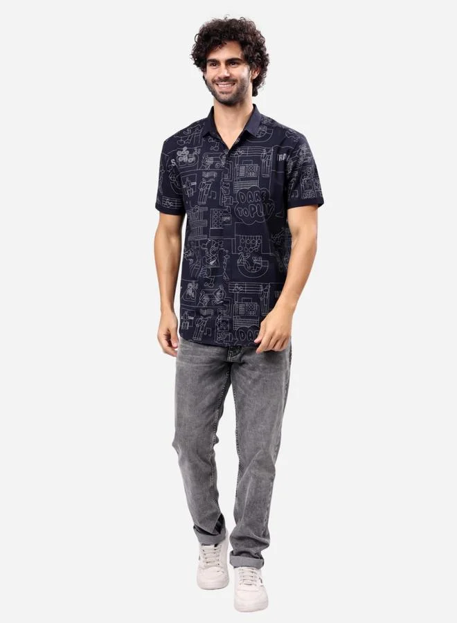Stylox Stylox All-Over Printed Short Sleeve Regular Fit Shirt
