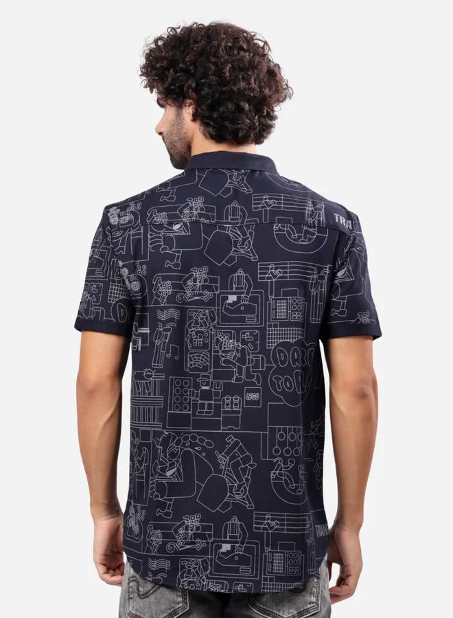 Stylox Stylox All-Over Printed Short Sleeve Regular Fit Shirt