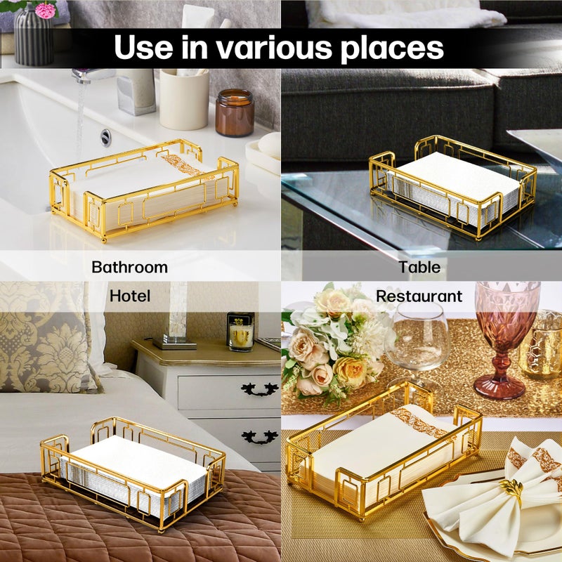 LEVIMETREE Guest Towel Holder Tray for Bathroom â€“ Gold Napkin Holder for Disposable Paper Hand Towels, Vanity Countertop Hand Towel Organizer, Modern Bathroom Accessory for Guest Napkins - Image 5