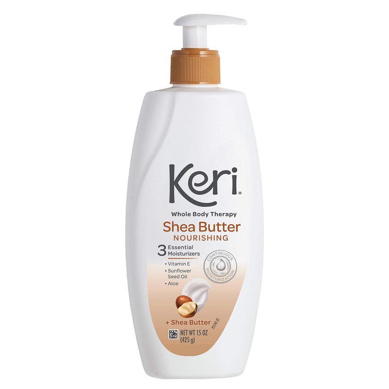 Keri Whole Body Therapy Original Shea Butter Lotion, Continuous Moisturization, 3 Essential Moisturizers (Vitamin E, Aloe and Sunflower Seed Oil) 15 oz. - Image 1