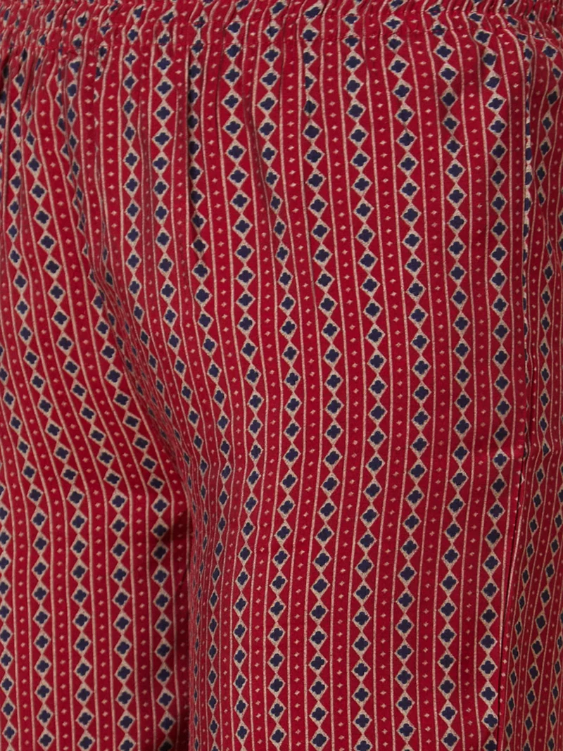 globus Women Maroon Floral Printed Regular Anarkali Kurta & Trousers With Dupatta