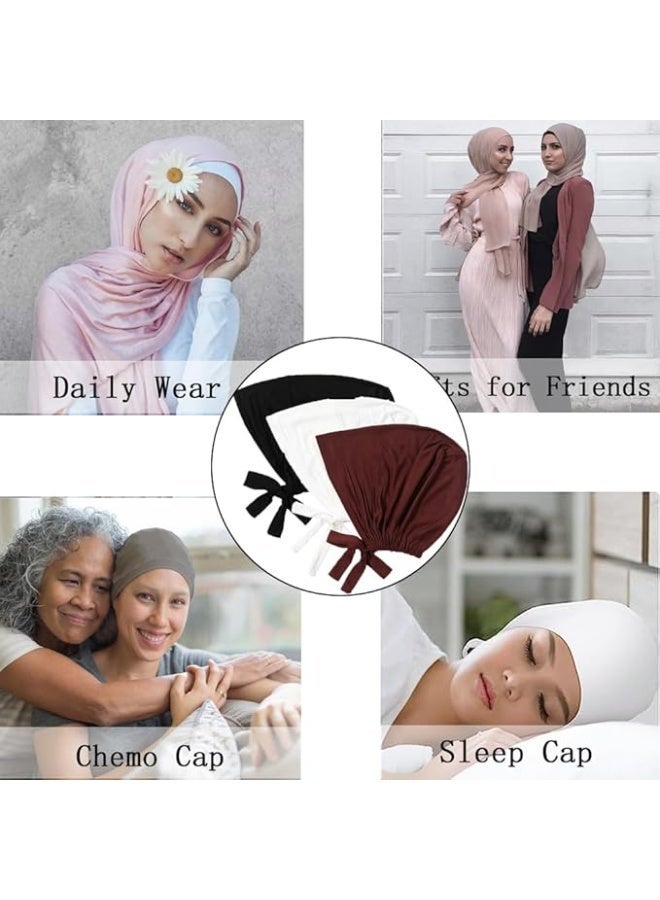 6PC Muslim Inner Hijab With Strap Adjustable Style For Women Islamic Underscarf Breathble Caps - Image 4