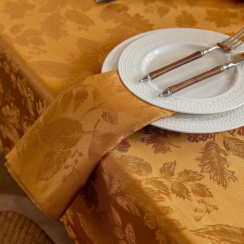 Joyfol Day Fall Thanksgiving Cloth Napkins 18 x 18 Inch Jacquard Fabric Autumn Amber Washable Napkins Set of 4 Countryside Leaves Dinner Napkins for HarvestFestival Party Decoration - Image 4