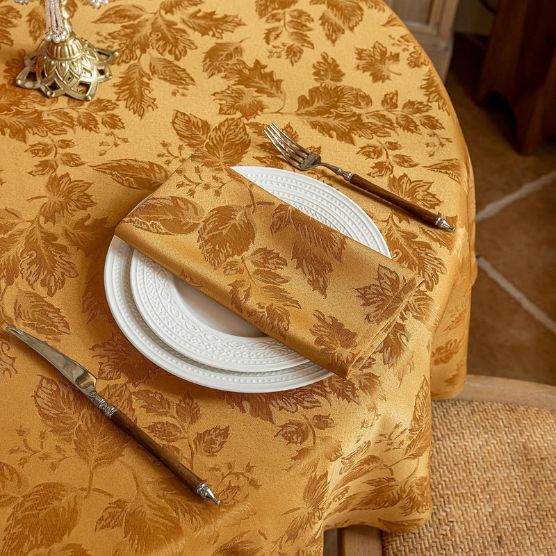Joyfol Day Fall Thanksgiving Cloth Napkins 18 x 18 Inch Jacquard Fabric Autumn Amber Washable Napkins Set of 4 Countryside Leaves Dinner Napkins for HarvestFestival Party Decoration - Image 5