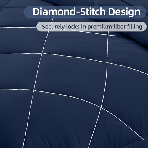 FUANNA 7 Pieces Full Size Comforter Sets, All Season Bedding Sets Full Size, Luxury Soft Bed in a Bag with Comforter, Flat Sheet, Fitted Sheet, Pillowcases & Pillow Shams, Navy Blue - Image 5
