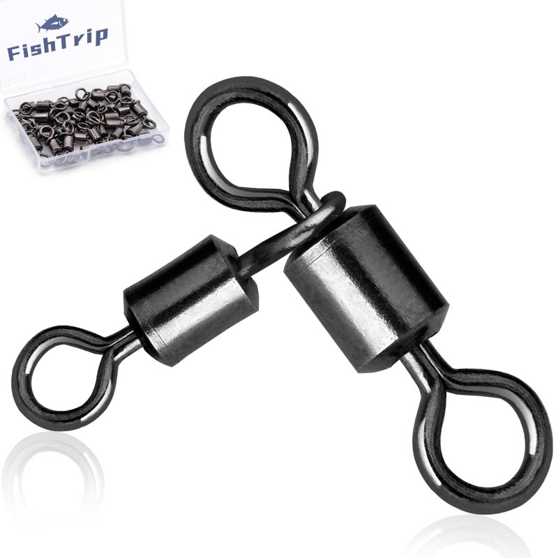FishTrip 3 Way Fishing Swivels Tackle, 50PCS Heavy Duty Three Way Barrel Swivels for Bottom & Dropper Rigs, Corrosion Resistant 3-Way T-Turn Swivel for Freshwater & Saltwater Fishing 12 * 14#_7Lbs - Image 1