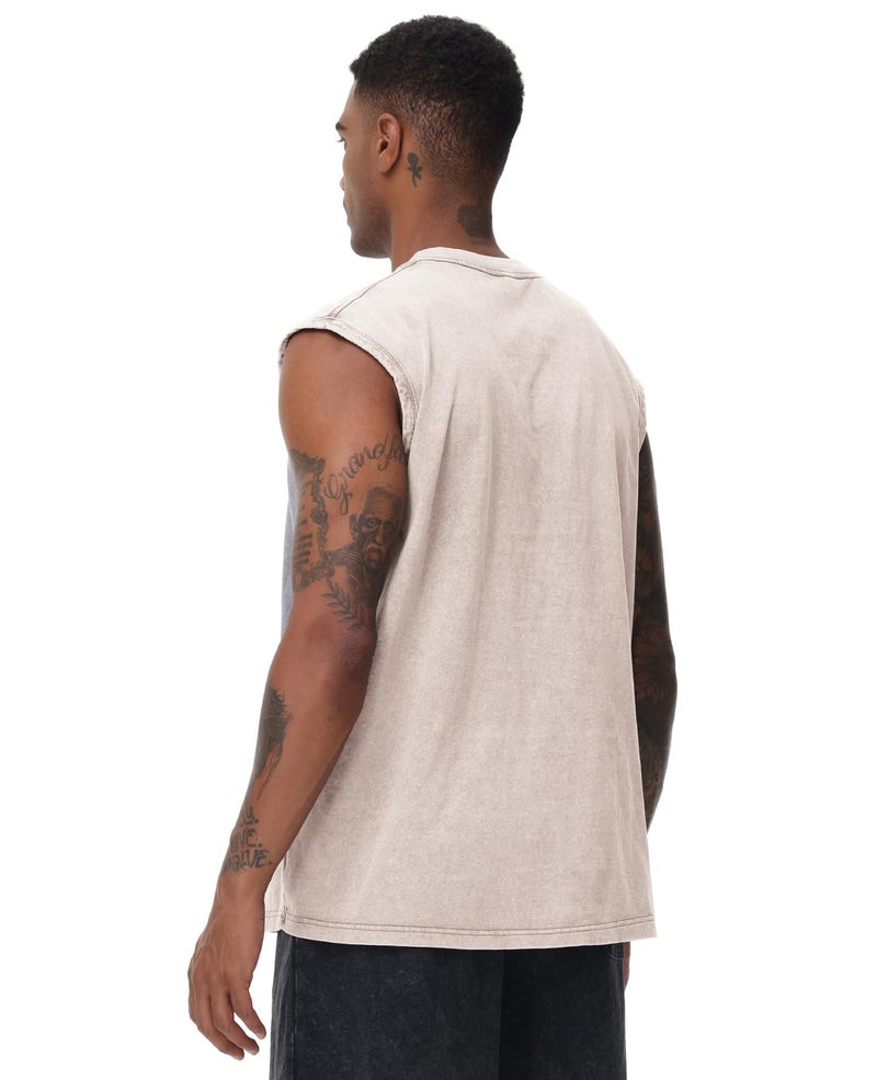 SnowElve 3 Pack Mens Workout Tank Tops Sleeveless Tee Shirts Men Muscle Shirt Gym Acid Wash T Shirts Running Beach Loose Fit Tee(ACGYBK,M) - Image 2
