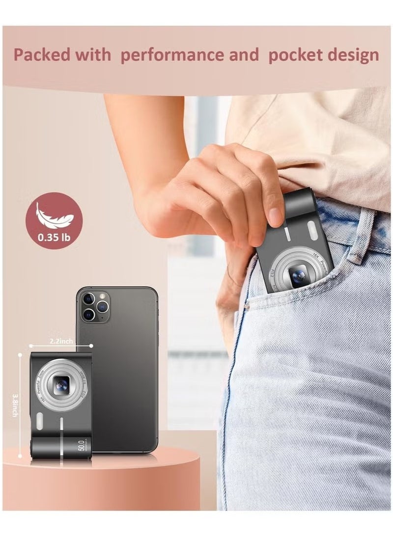 Digital Camera, 50MP Full HD 1080P Camera with 16x Zoom Anti-Shake, Compact Camera for Teens Girls Boys, Kids Camera with 32GB SD Card - Image 5