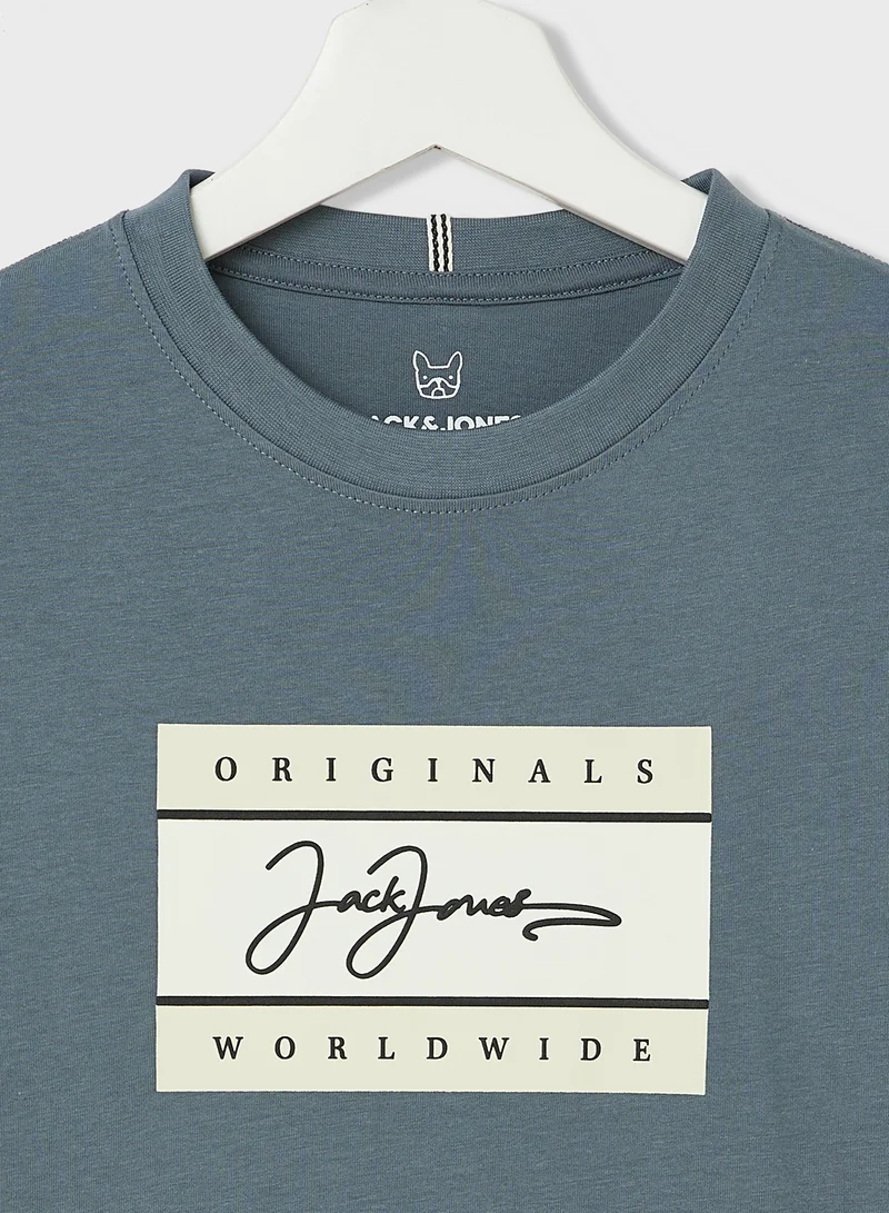 جاك وجونز جونيور Kids Logo Crew Neck T-Shirt