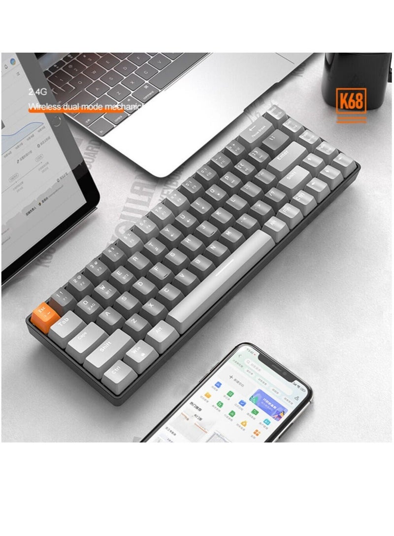 K68 Gaming Keyboard Dual-mode Gaming Keyboard Wireless Ergonomic for Computer PC - Image 2