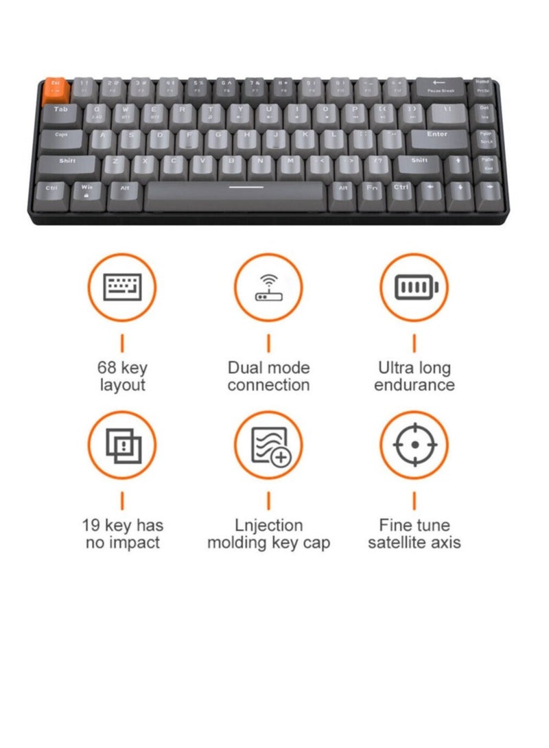 K68 Gaming Keyboard Dual-mode Gaming Keyboard Wireless Ergonomic for Computer PC - Image 4