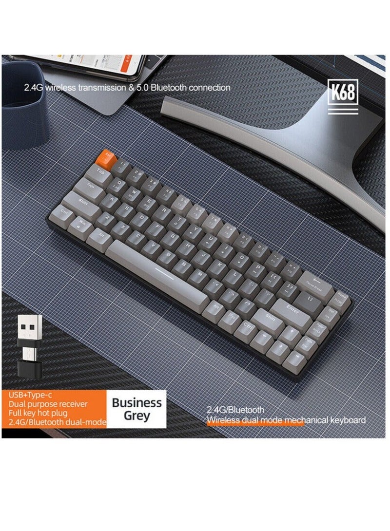 K68 Gaming Keyboard Dual-mode Gaming Keyboard Wireless Ergonomic for Computer PC - Image 3