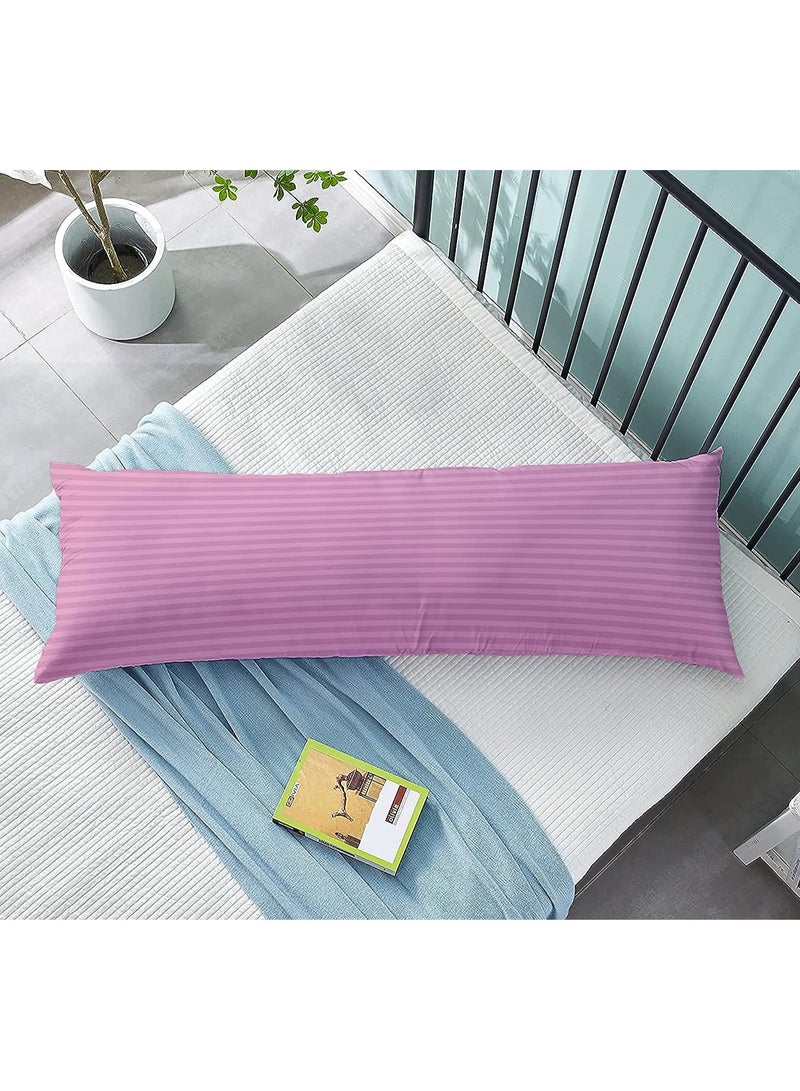 DubaiGallery Long Body Pillow 1pc, Fabric: 100% Polyester 85 GSM Microfiber 1 cm Stripe Super Soft, Filling: 1300 gm Hollow Fiber Comfort, Breathable & Ultra Soft Size: 45 x 120 cm,  - Image 1