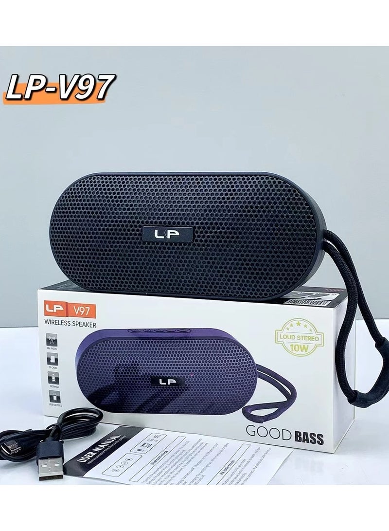 سبيكر LP-V97 محمول بتقنية البلوتوث بصوت قوي 10 وات وبطارية قابلة للشحن 1800 مللي أمبير، يدعم TF وUSB وFM، بتصميم أنيق ومناسب للحفلات والاستخدام الخارجي والسفر** - Image 1