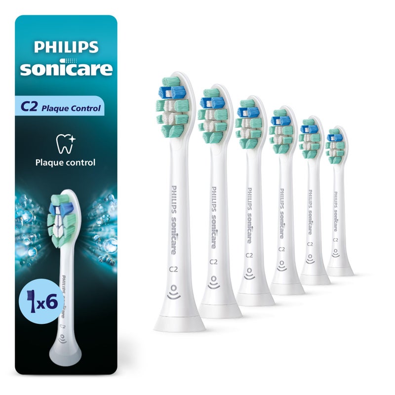 Philips Sonicare C2 Plaque Control Genuine Replacement Electric Toothbrush Heads White 6 Pack Up to 18 Month Supply HX902677 - Image 2