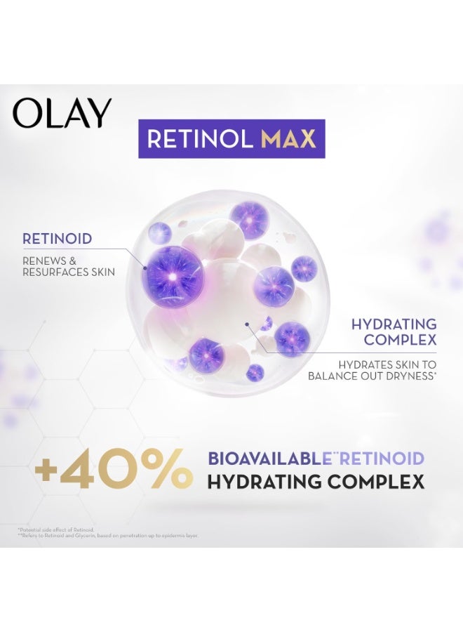 Olay Retinol24 Max Night Cream l Visibly Reduces Fine Lines in 7 Nights | Max Repair, Max Hydration l No Redness or Irritation | Fragrance Free l Normal, Oily, Dry and Combination Skin l 50g - Image 3