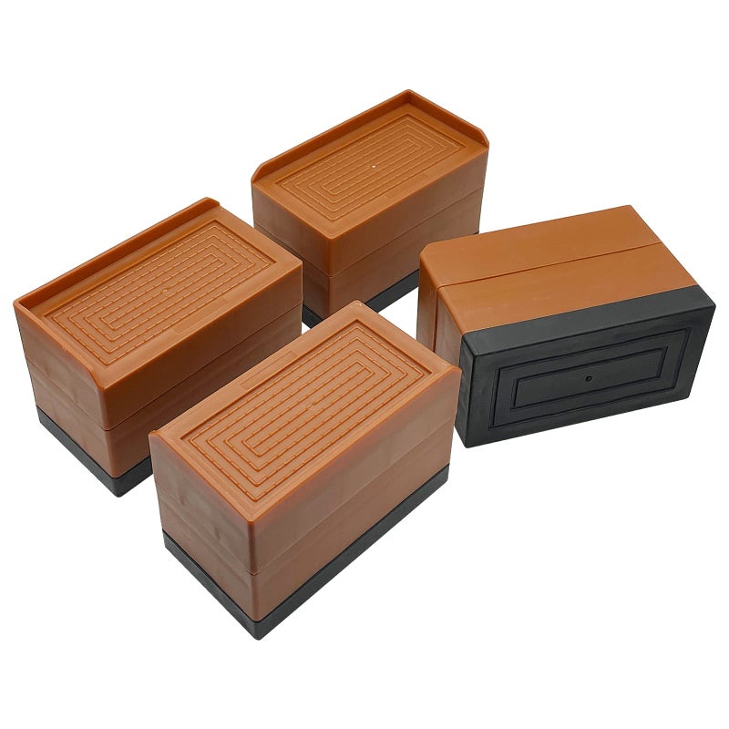 JONHWI JONHWI Bed Risers Furniture Raise Blocks 3 inch Stilts Heavy Duty for Bed Couch Desk Sofa Table Lifts Furniture Legs Lifters Support up to 1300 Lbs Brown 4 Pack Set