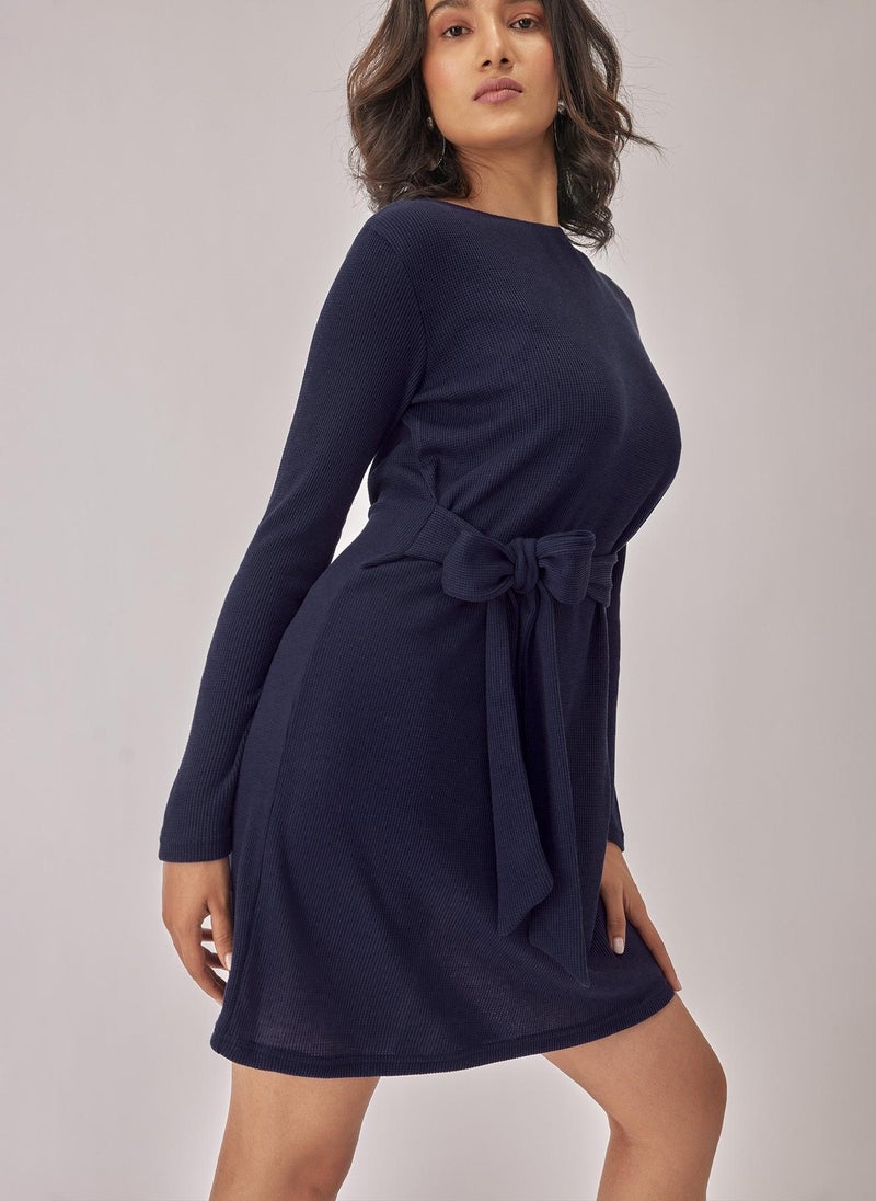 The Label Life Belted Long Sleeve Knit Mini Dress - Image 4