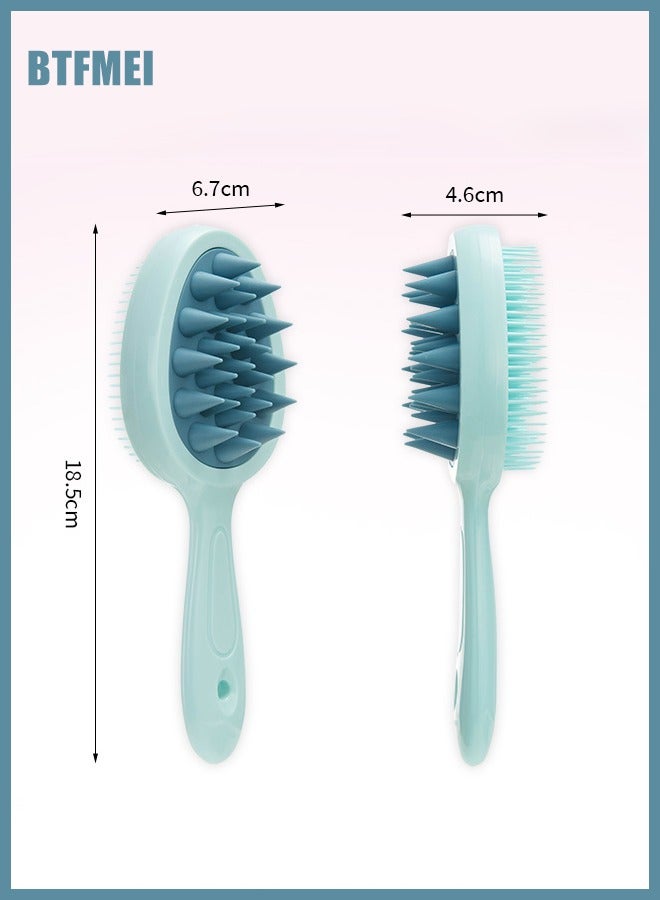 BTFMEI Hair Brush,Double-Sided Silicone Comb Brush for Wet & Dry Hair, Eliminates Knots & Reduces Breakage for All Hair Types, Large Combs for Head Massage and Relaxation,Blue - Image 2