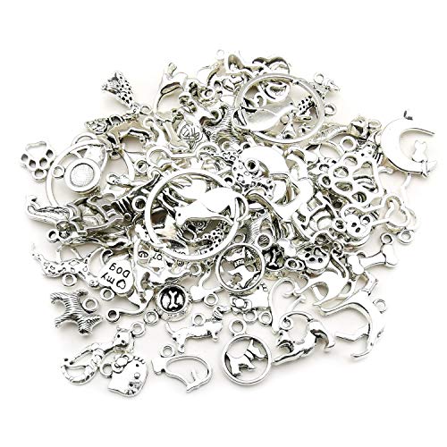 WOCRAFT 100g(80pcs) Craft Supplies Antique Silver Animals Cat Dog Pet Charms Pendants for Crafting, Jewelry Findings Making Accessory for DIY Necklace Bracelet (M293) - Image 4
