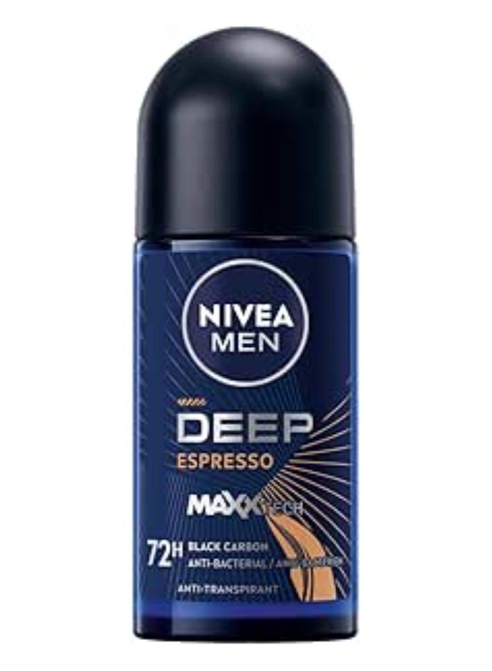 Nivea Antiperspirant For Men Roll on  Deep Black Carbon Espresso 50 ML (May vary package) - Image 1