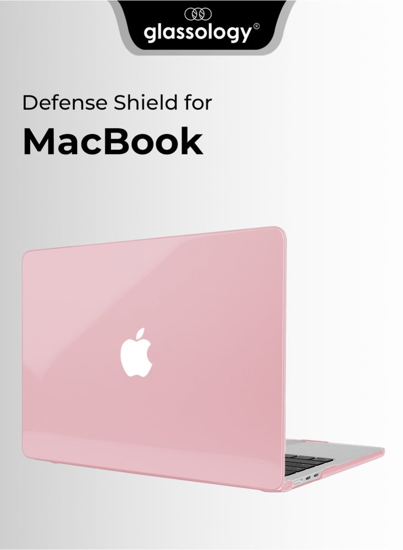 glassology Crystal Clear Hard Shell Case with Tempered Glass Screen Protector for MacBook Air 13.6 inch 2025 Solid Pink Lightweight Defense Shield, Scratch-Resistant, Precise Fit - Image 1