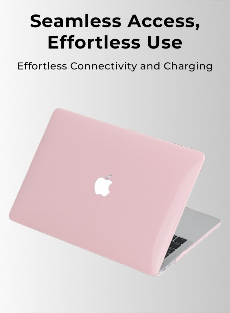glassology Crystal Clear Hard Shell Case with Tempered Glass Screen Protector for MacBook Air 13.6 inch 2025 Solid Pink Lightweight Defense Shield, Scratch-Resistant, Precise Fit - Image 5