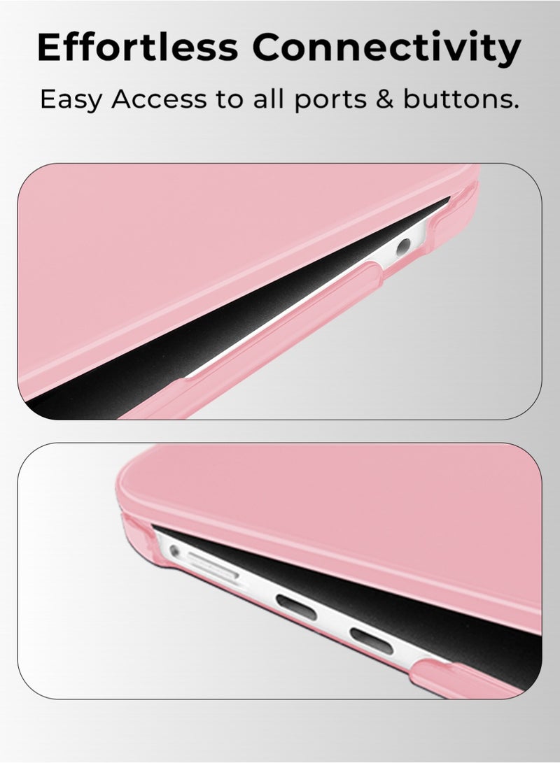 glassology Crystal Clear Hard Shell Case with Tempered Glass Screen Protector for MacBook Air 13.6 inch 2025 Solid Pink Lightweight Defense Shield, Scratch-Resistant, Precise Fit - Image 4
