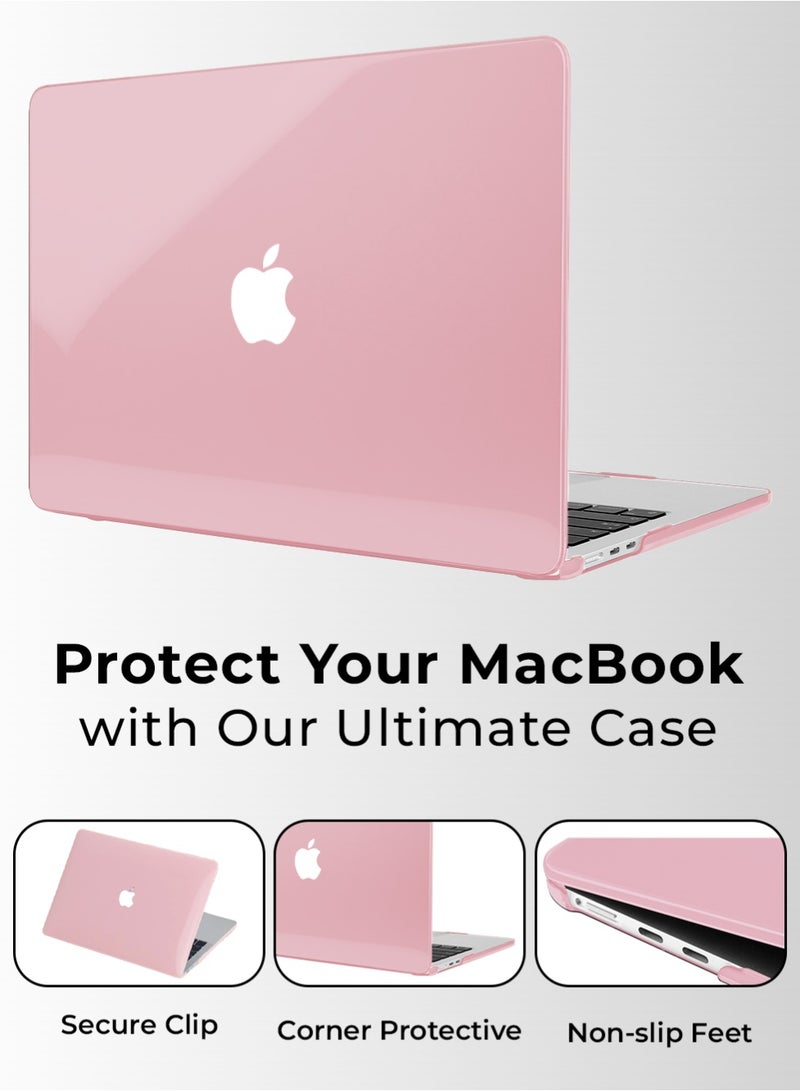 glassology Crystal Clear Hard Shell Case with Tempered Glass Screen Protector for MacBook Air 13.6 inch 2025 Solid Pink Lightweight Defense Shield, Scratch-Resistant, Precise Fit - Image 2